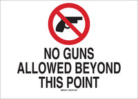 image of Brady B-120 Fiberglass Reinforced Polyester Rectangle White Weapon Control Sign - 10 in Width x 7 in Height - 122880