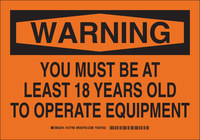 image of Brady B-555 Aluminum Rectangle Orange Equipment Safety Sign - 10 in Width x 7 in Height - 127794
