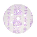 image of 3M Hookit 1068 Coated Aluminum Oxide White Hook & Loop Disc - Film Backing - P1200 Grit - Super Fine - 6 in Diameter - 01068