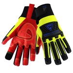 image of West Chester R2 Safety Rigger 87810 Yellow/Red Large Synthetic Leather/TPR Work Gloves - Silicone Palm Coating - 10.25 in Length - 87810/L