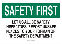 image of Brady B-555 Aluminum Rectangle White Report Unsafe Conditions Sign - 14 in Width x 10 in Height - 42895
