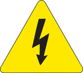 image of Brady 60191 Black on Yellow Triangle Vinyl High Voltage Warning Label - 1 in Width - 1 in Height - B-946