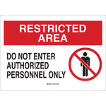 image of Brady B-555 Aluminum Rectangle White Restricted Area Sign - 14 in Width x 10 in Height - 122359