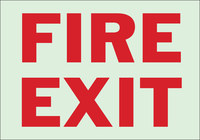 image of Brady Bradyglo B-347 Polyester / Polystyrene Rectangle Green Fire Exit Sign - 10 in Width x 7 in Height - Glow in the Dark - 90946