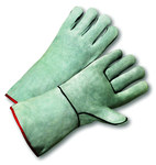 image of West Chester 930 Gray Large Split Cowhide Welding Glove - Wing Thumb - 13.5 in Length