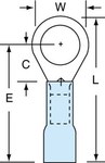 image of 3M Scotchlok MH14-516R/SK Blue Brazed Ring Terminal - 1.1 in Length - 0.47 in0.47 in Wide - 0.09 in Inside Diameter - 5/16 in Stud - 06337