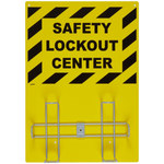 image of Brady Prinzing Lockout Sign LKX-RACK - Printed Text = SAFETY LOCKOUT CENTER - Unitized - English - 14.4 in Width - 6.2 in Height - 754473-45621