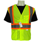 image of Global Glove Frogwear High-Visibility Vest GLO-002BA/LG/XL - Size Large/XL - Fluorescent Yellow/Orange/Silver - GLO-002BA L/XL