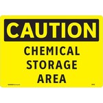 image of Brady Vinyl Rectangle Yellow Chemical Storage Sign - 10 in Width x 7 in Height - 102458