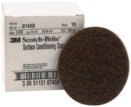 image of 3M Scotch-Brite Non-Woven Aluminum Oxide Brown Hook & Loop Disc - Coarse - 4 in Diameter - 07450