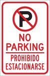 image of Brady B-959 Aluminum Rectangle White Parking Restriction, Permission & Information Sign - Reflective - 141819