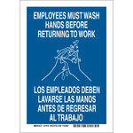 image of Brady B-555 Aluminum Rectangle Blue Personal Hygiene Sign - 7 in Width x 10 in Height - Language English / Spanish - 47646