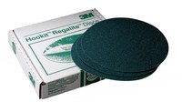 image of 3M Green Corps Green Corps Hookit Regalite 751U Coated Aluminum Oxide Green Hook & Loop Disc - Paper Backing - E Weight - 40 Grit - Coarse - 8 in Diameter - 00524