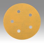 image of 3M Hookit 255L Coated Aluminum Oxide Yellow Hook & Loop Disc - Film Backing - 2 mil Weight - P320 Grit - Very Fine - 5 in Diameter - 01059