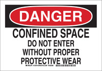image of Brady B-555 Aluminum Rectangle White Confined Space Sign - 14 in Width x 10 in Height - 126765