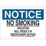 image of Brady B-555 Aluminum Rectangle White No Smoking Sign - 10 in Width x 7 in Height - 128160