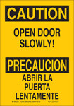 image of Brady B-555 Aluminum Rectangle Yellow Door Sign - 7 in Width x 10 in Height - Language English / Spanish - 124049
