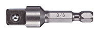 image of Vega Tools 1/4 in Hex Drive Adapter 1250ADP38 - 3/8 in Male Square - 10 in Length - S2 Modified Steel - Gunmetal Grey Finish - 02188