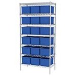 image of Akro-Mils Akro-Grid AWS183633168 Fixed Shelving System - Steel - 7 Shelves - 18 Bins - AWS183633168 BLUE
