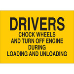 image of Brady B-946 Vinyl Rectangle Yellow Truck Driver Instruction Sign - 14 in Width x 10 in Height - Self-Adhesive - 63210