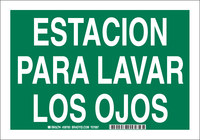 image of Brady B-401 Plastic Rectangle Green Eyewash Sign - 10 in Width x 7 in Height - Language Spanish - 38783