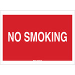 image of Brady B-401 High Impact Polystyrene Rectangle Red No Smoking Sign - 10 in Width x 7 in Height - 25110