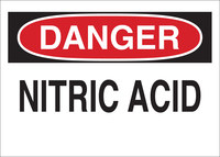 image of Brady B-120 Fiberglass Reinforced Polyester Rectangle White Chemical Warning Sign - 14 in Width x 10 in Height - 72537
