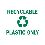image of Brady B-302 Polyester Rectangle White Recycle & Environment Sign - 10 in Width x 7 in Height - Laminated - 86007