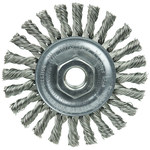 image of Weiler 13276 Wheel Brush - 4 in Dia - Knotted - Cable Twist Stainless Steel Bristle