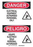 image of Brady B-401 Polystyrene Rectangle White Electrical Safety Sign - 14 in Width x 10 in Height - Language English / Spanish - 38944
