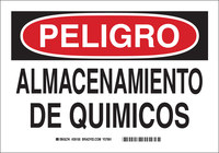 image of Brady B-401 Polystyrene Rectangle White Chemical Warning Sign - 10 in Width x 7 in Height - Language Spanish - 39105