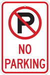 image of Brady B-959 Aluminum Rectangle White Parking Restriction, Permission & Information Sign - 12 in Width x 18 in Height - 103739