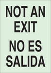 image of Brady Bradyglo B-324 Polyester Rectangle White No Exit Sign - 10 in Width x 14 in Height - Glow in the Dark - Language English / Spanish - 90522