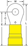 image of 3M Scotchlok MN4-14RK Yellow Brazed Nylon Brazed Ring Terminal - 1.74 in Length - 0.68 in0.68 in Wide - 0.28 in Inside Diameter - 1/4 in Stud - 08278