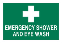 image of Brady B-555 Aluminum Rectangle Green Eyewash & Shower Sign - 14 in Width x 10 in Height - 29082