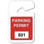 image of Brady Red Vinyl Pre-Printed Vehicle Hang Tag 96278 - Printed Text = PARKING PERMIT - 2 3/4 in Width - 4 3/4 in Height - 754476-96278