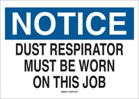 image of Brady B-401 Polystyrene Rectangle White Respirator Sign - 10 in Width x 7 in Height - 25224