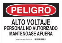 image of Brady B-555 Aluminum Rectangle White Electrical Safety Sign - 10 in Width x 7 in Height - Language Spanish - 38201