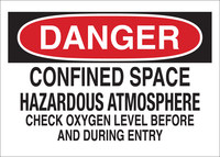 image of Brady B-302 Polyester Rectangle White Confined Space Sign - 10 in Width x 7 in Height - Laminated - 84567