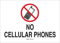 image of Brady B-555 Aluminum Rectangle White No Electronics Sign - 14 in Width x 10 in Height - 122365