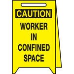 image of Brady Plastic Rectangle Yellow Floor Stand Sign - 12 in Width x 20 in Height - 52394