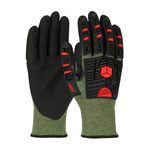 image of PIP G-Tek PolyKor X7 16-MP935 Green/Black Large Cut-Resistant Gloves - ANSI A9 Cut Resistance - Neofoam Coating - 16-MP935/L