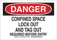 image of Brady B-555 Aluminum Rectangle White Confined Space Sign - 10 in Width x 7 in Height - 126774