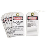 image of Brady 65527 Black / Red on White Polyester / Paper Lockout / Tagout Tag - 3 in Width - 5 3/4 in Height - B-837