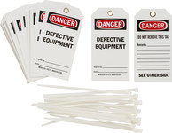 image of Brady 76172 Black / Red on White Polyester Equipment Safety Tag - 3 in Width - 5 3/4 in Height - B-851