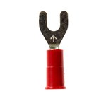 image of 3M Scotchlok MVU18-6FK Red Non-Locking Butted Vinyl Butted Fork & Spade Terminal - 0.9 in Length - 0.34 in Wide - 0.34 in Fork Width - 0.145 in Max Insulation Outside Diameter - 0.07 in Inside Diamete