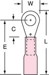 image of 3M Scotchlok MH18-10R/LK Red Brazed Ring Terminal - 1 in Length - 0.31 in0.31 in Wide - 0.07 in Inside Diameter - #10 Stud - 06351