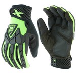 image of West Chester Extreme Work Strike ProteX 89306 Black/Green Large Synthetic Leather Work Gloves - Keystone Thumb - 89306/L