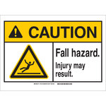 image of Brady B-401 Plastic Rectangle White Fall Prevention Sign - 10 in Width x 7 in Height - 144140