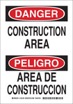 image of Brady B-555 Aluminum Rectangle White Construction Site Sign - 7 in Width x 10 in Height - Language English / Spanish - 125157